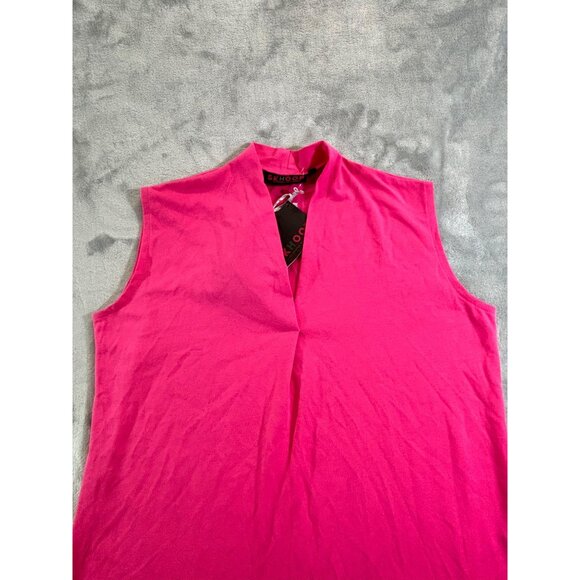 Skhoop Shirt Women's Small pink sleeveless V-Neck blouse NWT and Necklace - Picture 4 of 10